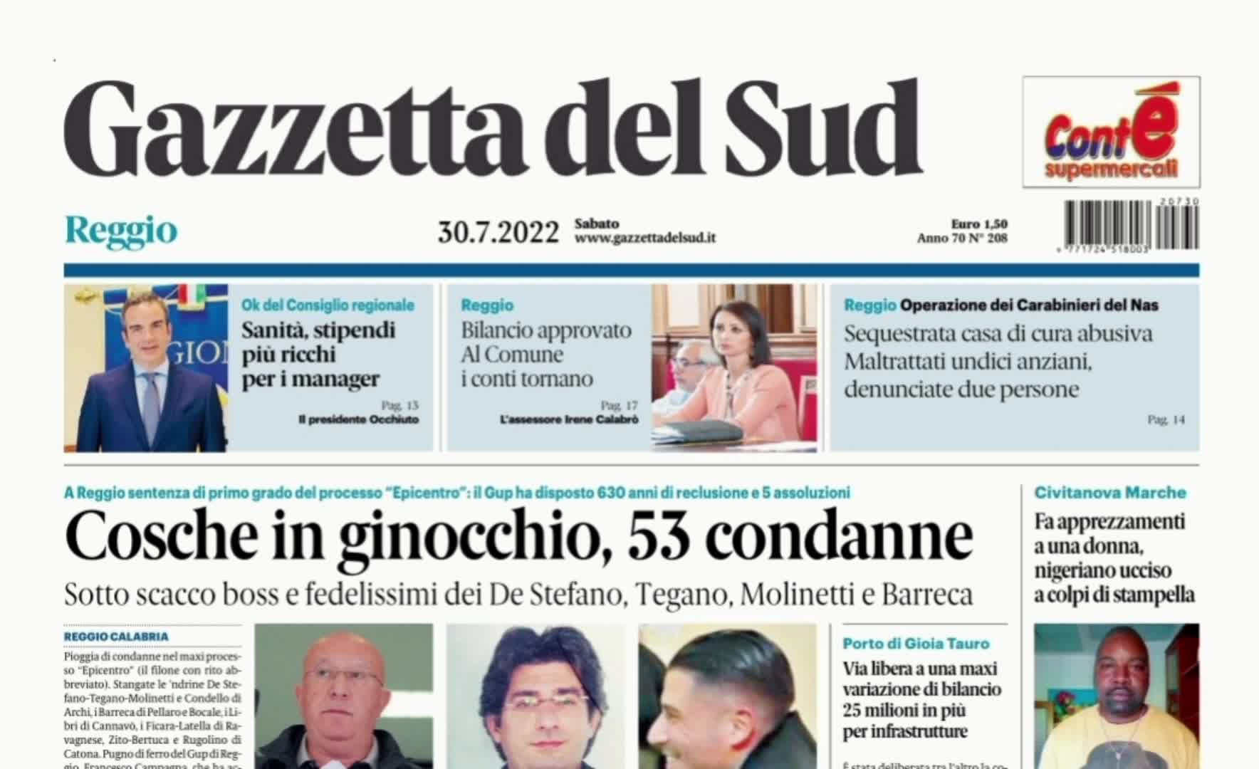 Rassegna stampa 30 07 22 edizioni Calabria